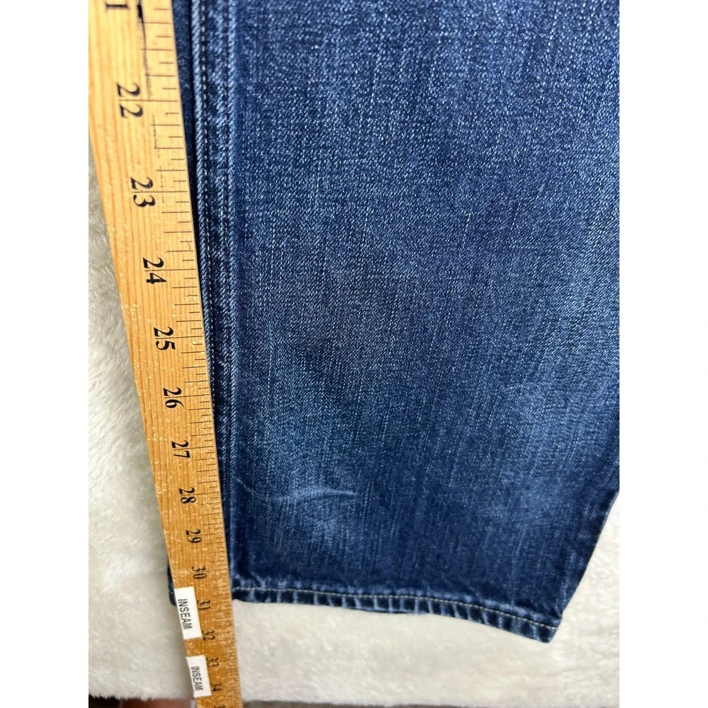 Banana Republic Vintage Straight Jeans Mens 36x32 Dark Blue Distressed Whiskered